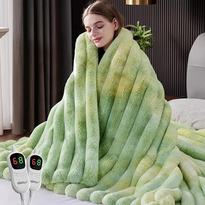 Fashionable Heated Throw Blanket Faux Fur Cozy Heating Blanket Smooth