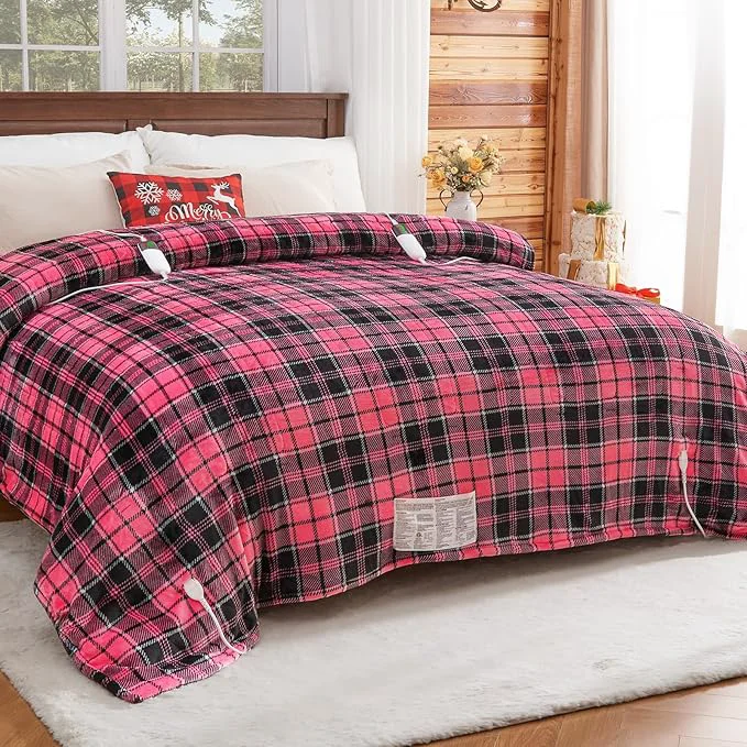 Fine Pink Heated Blanket Electric Queen Size 84X90 10 Heat Levels 8 Hours Auto Fashionable