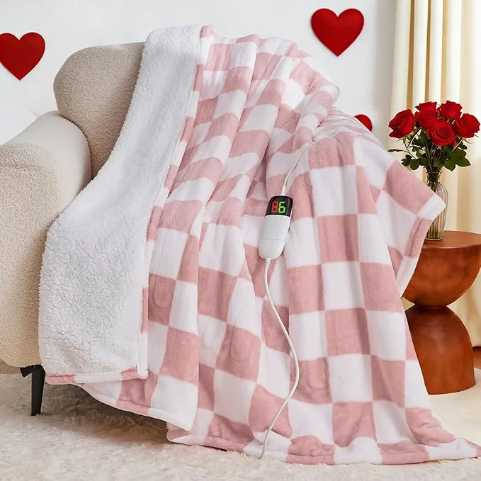 Verified Light Pink Heated Blanket Electric Throw 50X60 Heating Blanket Sustainable