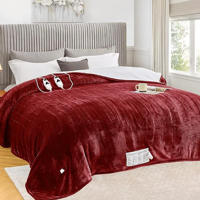 Elegant greenoak Heated Blanket Electric King Size 100 X90 Dual Control Heating Green