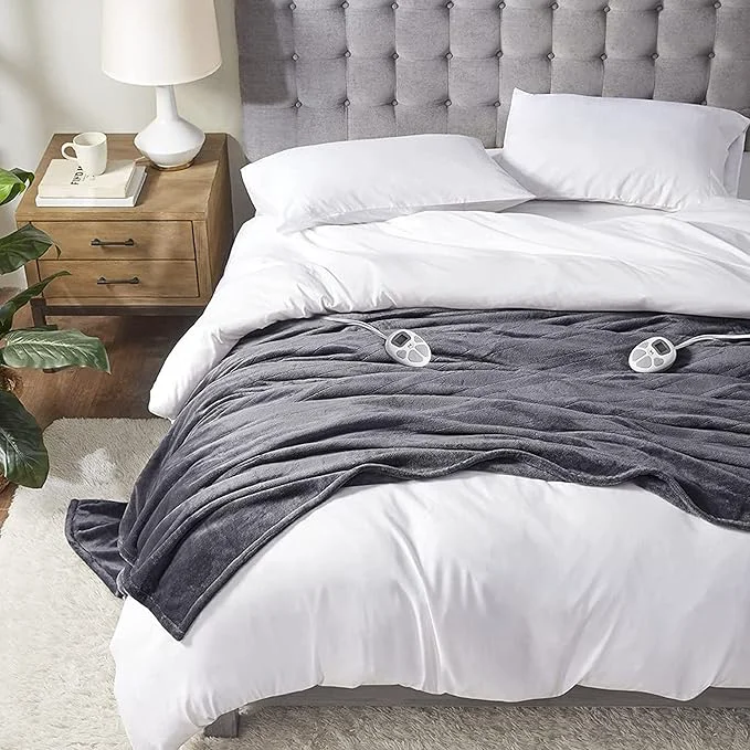 Enhanced Serta Luxuriously Soft Plush Electric Blanket Fast Heating Cozy Cover Safety Reusable