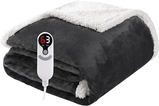 Pure Electric Heated Blanket Throw Size 50 x60 Soft Flannel Clean