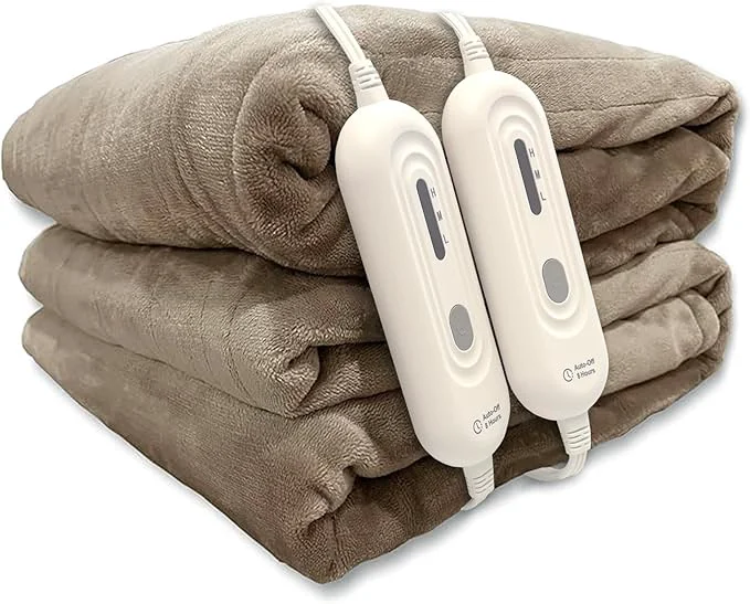 Organic Tefici Electric Heated Blanket Queen Size Dual Control Super Cozy Soft 2-Layer Refined