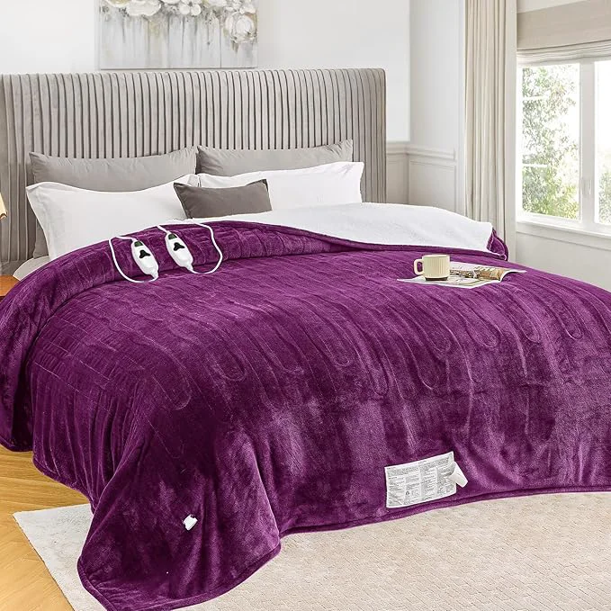 Convenient greenoak Heated Blanket Electric King Size 100 X90 Dual Control Heating Traditional