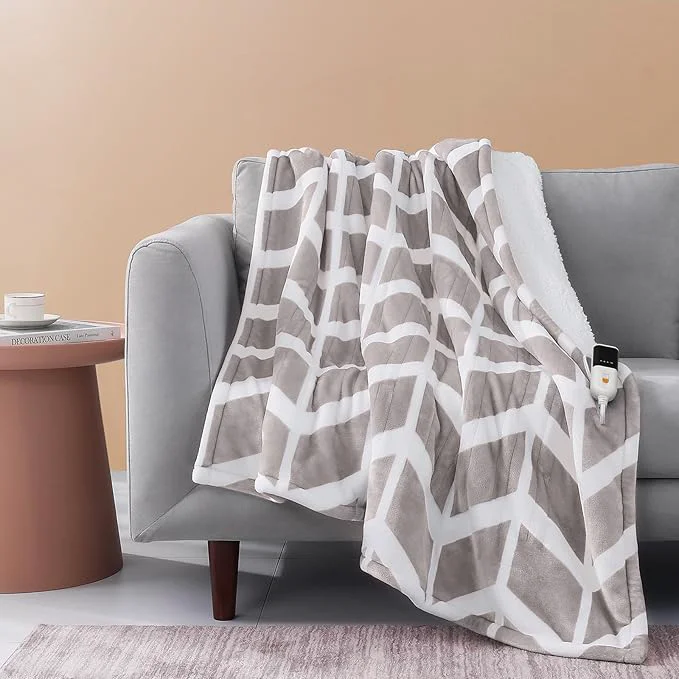 Stylish VENTIMI Electric Blanket Heated Throw Fast Heating Blankets Pure