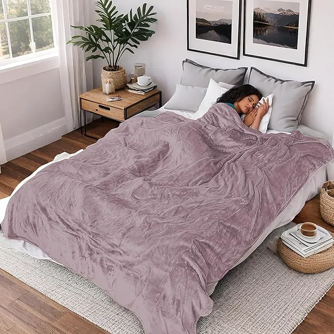 Solid Heated Blanket Electric Blanket Throw Size 50''x60'' 6 Heating Levels 3 Hrs Environmentally Friendly
