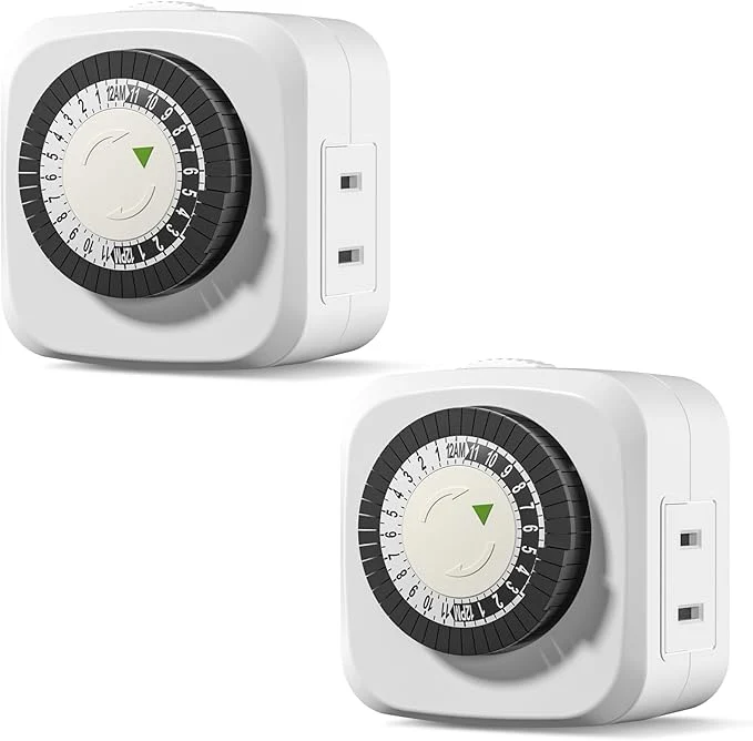 Optimized HBN Indoor Timers Plug Mechanical 2 Prong 24-Hour Mini Lamp Timers 2 Pack Specialty