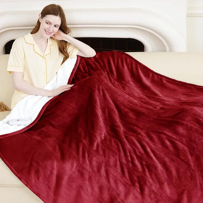 Green Electric Heated Throw Blanket 50 x 60 Eco-Friendly
