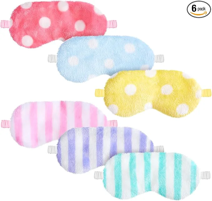 Optimized Cuffbow 6 Pack Plush Sleep Mask Set Cute Plush Eye Masks Detailed