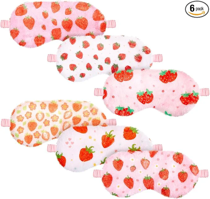 Environmentally Friendly Cuffbow 6 Pack Plush Sleep Mask Set Cute Plush Eye Masks Premium Material