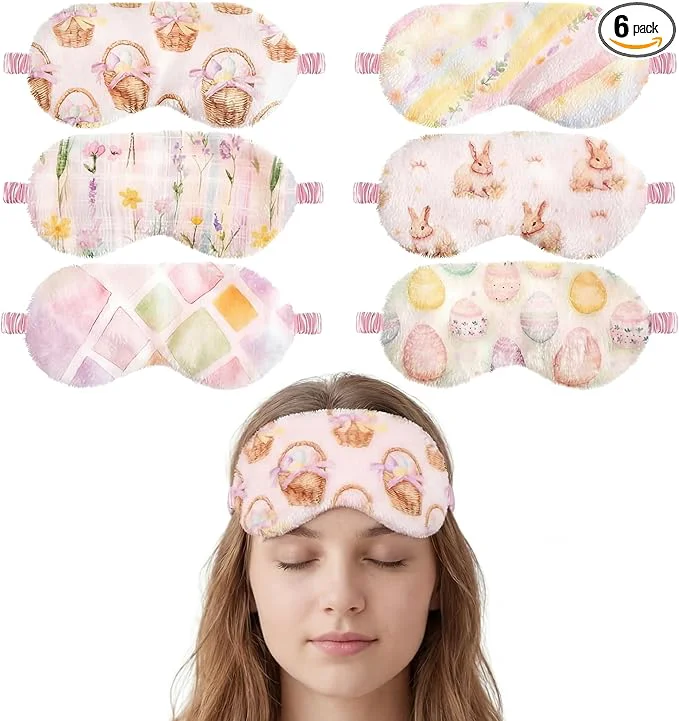 Specialty Cuffbow 6 Pack Plush Sleep Mask Set Cute Plush Eye Masks First-Class