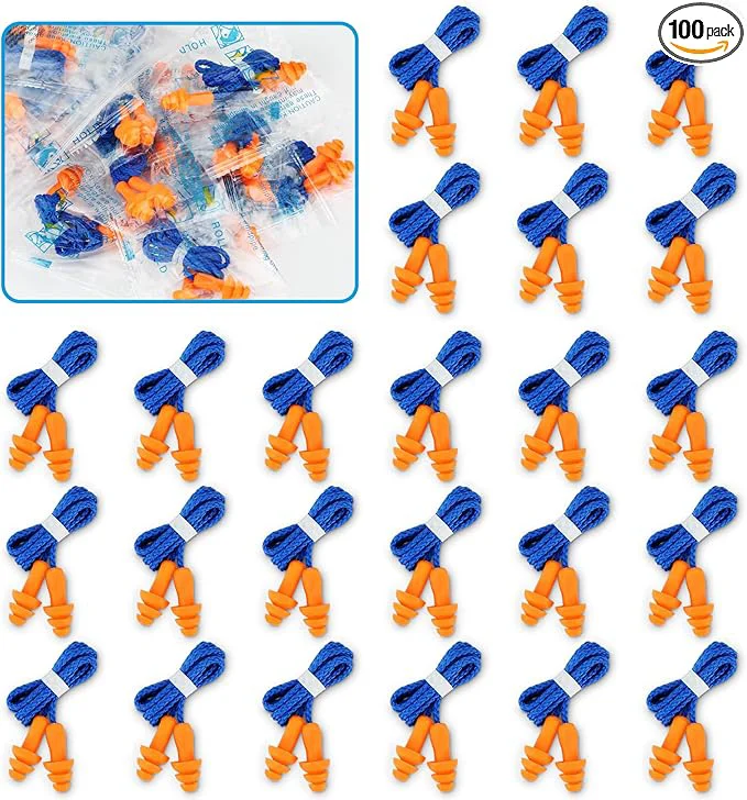 Luxury Silicone Ear Plugs 100 Pairs Hearing Protection Long-Lasting