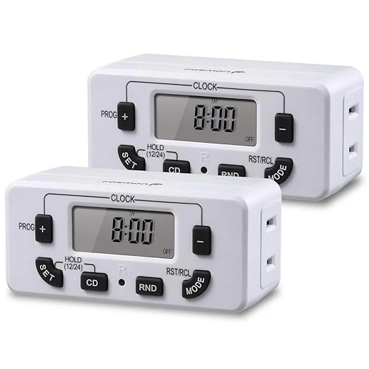 Green Fosmon 7 Day Digital Timers for Electrical Outlets Indoor Plug-in Light Timers Exceptional
