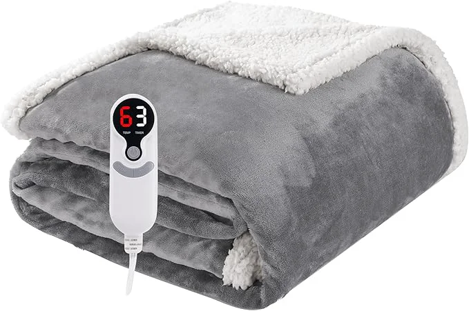 Secure Electric Heated Blanket Throw Size 50 x60 Soft Flannel Sustainable