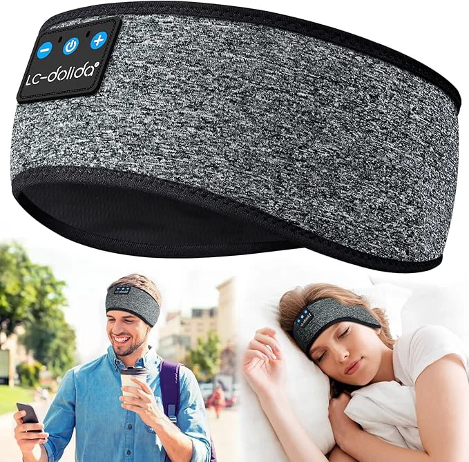 Excellent LC-dolida Sleep Headphones Headband Bluetooth 5.4 Sports Headband Earphones Lightweight