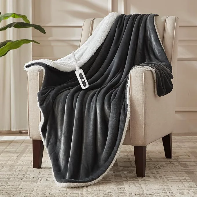 Fine Crafted SNUGSUN Electric Heated Blanket Throw Size Soft and Cozy Thickened Flannel and Carefully Designed