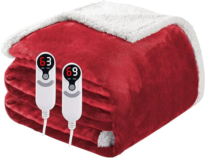Refined Electric Heated Blanket Queen Size 84 x90 Soft Flannel Long-Lasting