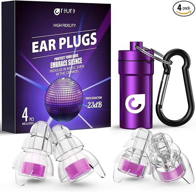 Verified Reure High Fidelity Concert Ear Plugs Noise Cancelling Silicone Ear Plugs 2 Comfortable