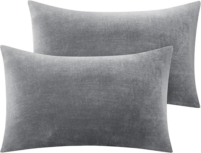 Premium Material BEDELITE Flannel Pillow Cases Queen Size Set of 2 Super Soft Fleece Pillowcases Certified
