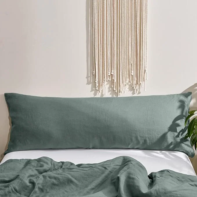 Minimalist Simple Opulence Body Pillow Cover 20 x 54 Pure Linen Ultra Soft and Artisan