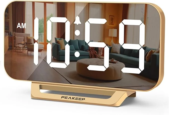 Superior Peakeep Slim Digital Mirror Aesthetic Alarm Clock Pure