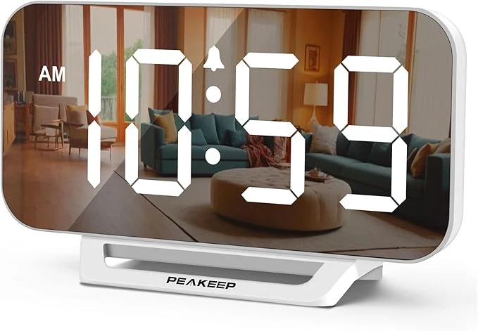 Convenient Peakeep Slim Digital Mirror Aesthetic Alarm Clock Casual