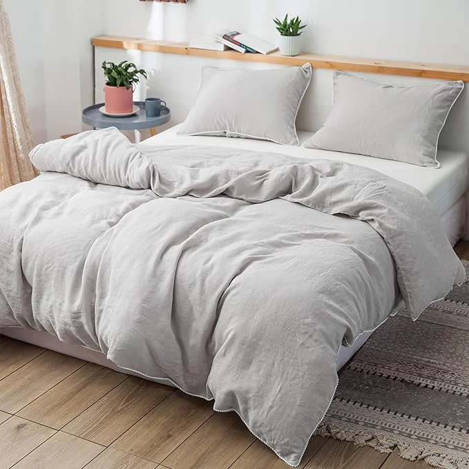 Traditional Simple Opulence Washed Linen Duvet Cover Soft