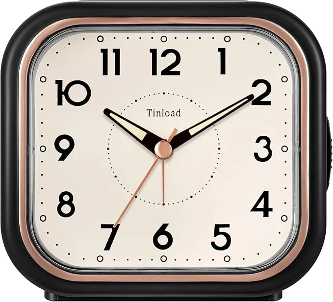 Functional Tinload 4.3 Vintage Retro Analog Alarm Clock Super Silent Non Ticking Clock Solid