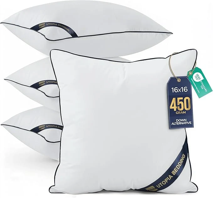 Secure Utopia Bedding Throw Pillow Inserts 16 x 16 Inches Decorative Indoor Pillows Relaxed