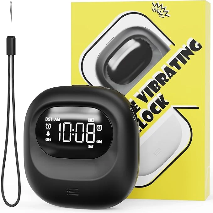 Clean ROCAM Rechargeable Vibrating Alarm Clock Bed Shaker 3000mAh Portable Travel Easy-to-Use