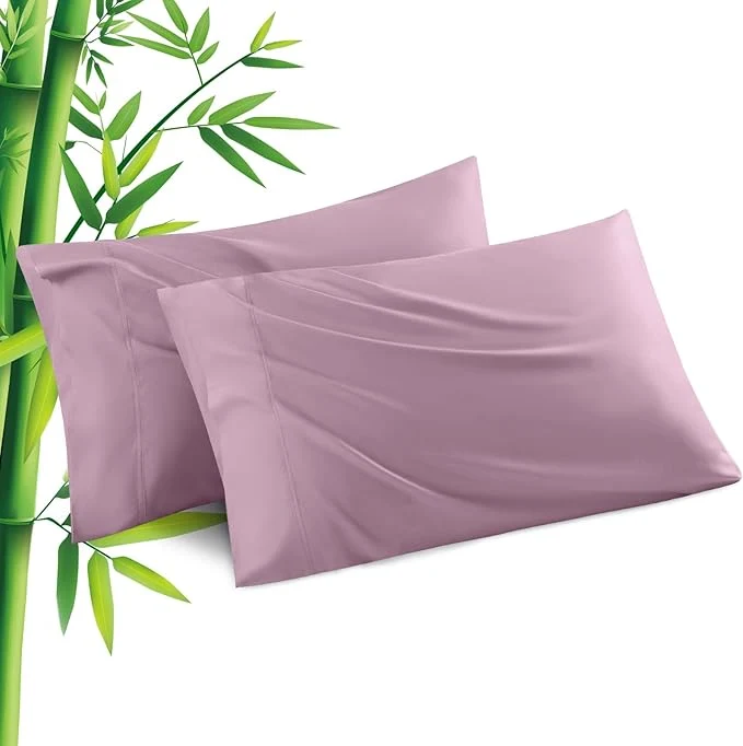 Solid Pillowcases King Size 2 Pack Cooling Viscose from Bamboo Pillow Cases Optimized
