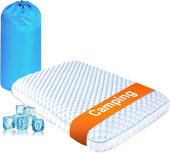 Carefully Designed Camping Pillow with Memory Foam-Compressible Medium Firm Ultralight Cooling Functional
