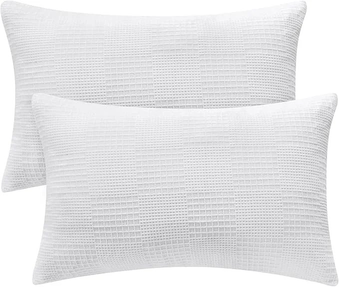 Healthy BEDELITE Flannel King Size Pillow Cases Set of 2 Decorative Waffle Weave Original Design