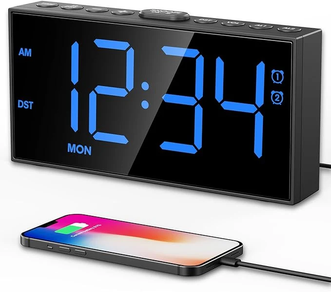 Classic PPLEE Digital Alarm Clocks for Bedrooms Heavy Sleepers 2 Alarms Upgrade 7-5-2 Smart