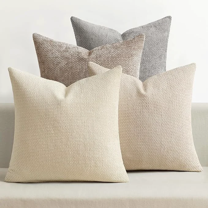 Smart MIULEE Pack of 4 Couch Throw Pillow Covers 16x16 Inch Neutral Beige Brown Soft Casual