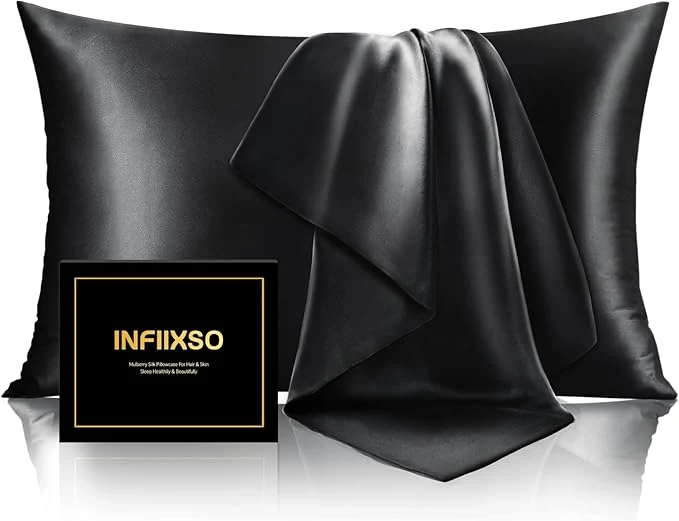 Smart INFIIXSO Mulberry Silk Pillow Cases King Size Set of 2 Silk Pillowcase Excellent