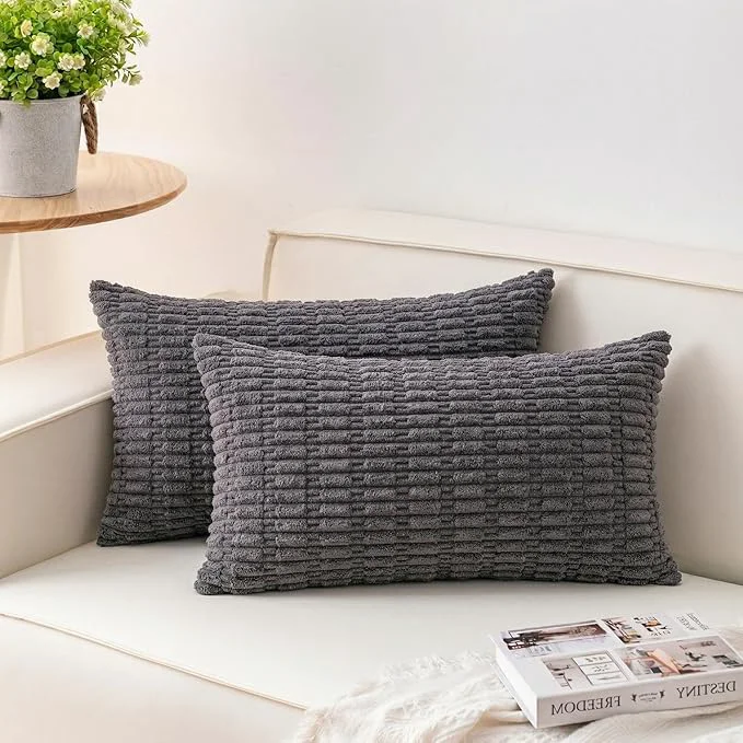 Reliable Aegero Pack of 2 Corduroy Decorative Throw Pillow Covers 12x20 Inch Soft Next-Generation