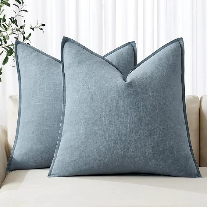 Versatile MIULEE Decorative Linen Euro Sham Pillow Covers 26x26 Blue Grey Boho Selected