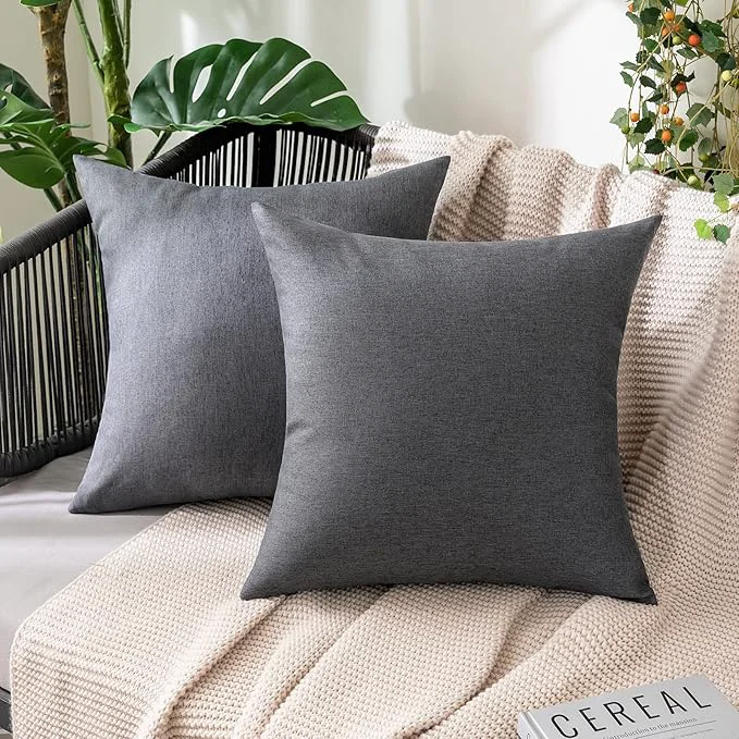 Reusable MIULEE Pack of 2 Decorative Outdoor Solid Waterproof Throw Pillow Covers Euro Minimalist