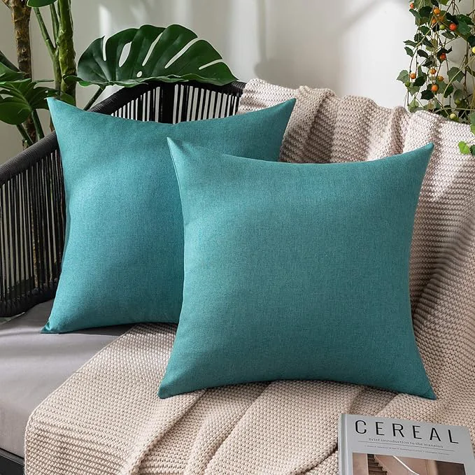 Green MIULEE Pack of 2 Decorative Outdoor Solid Waterproof Throw Pillow Covers Euro Elegant