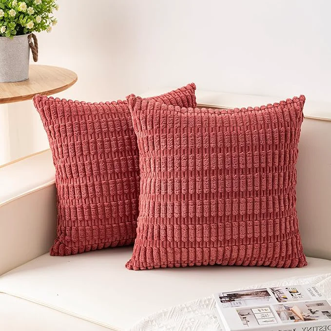 Flexible Aegero Pack of 2 Corduroy Decorative Throw Pillow Covers 18x18 InchSoft Boho Refined
