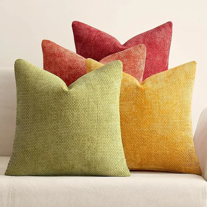 MIULEE Pack of 4 Burnt Orange Couch Throw Pillow Covers 16x16 Inch Yellow Green Secure