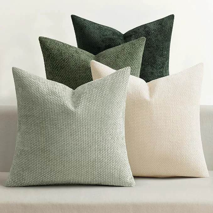 Comfortable MIULEE Pack of 4 Couch Throw Pillow Covers 18x18 Inch Neutral Green Soft Dependable