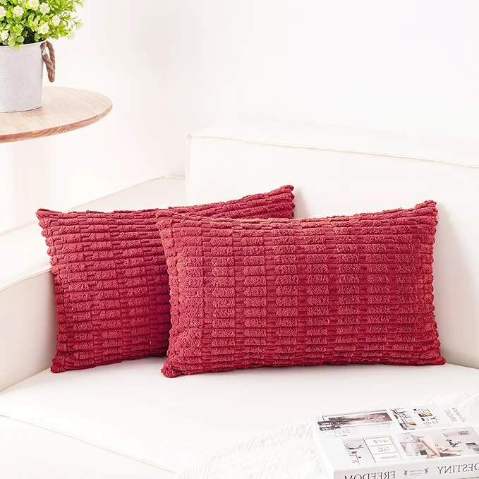 Advanced Aegero Pack of 2 Corduroy Decorative Throw Pillow Covers 12x24 Inch Soft Recyclable