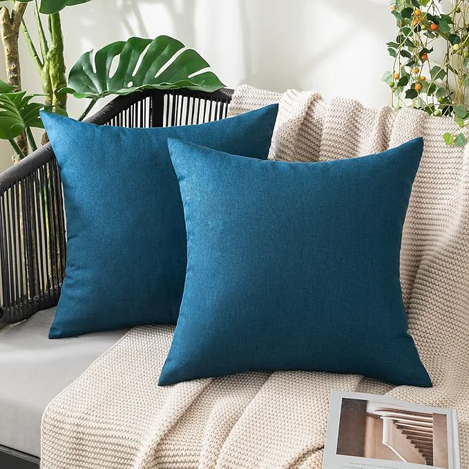 Green MIULEE Pack of 2 Decorative Outdoor Solid Waterproof Throw Pillow Covers Faux Casual