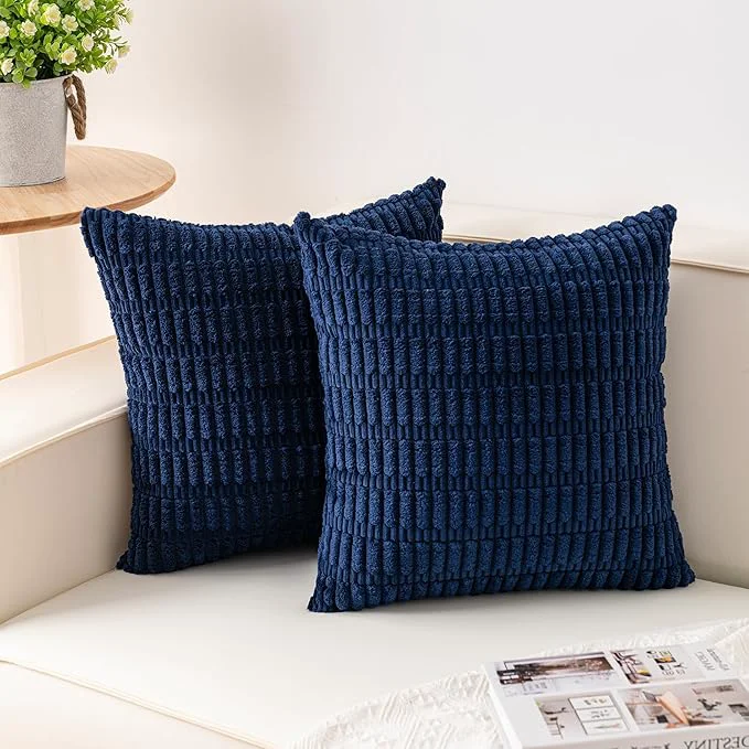 Convenient Aegero Pack of 2 Corduroy Decorative Throw Pillow Covers 22x22 Inch Soft Selected