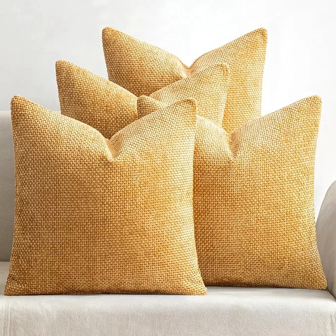 Optimized MIULEE Pack of 4 Couch Throw Pillow Covers 18x18 Inch Gold Soft Decorative Excellent
