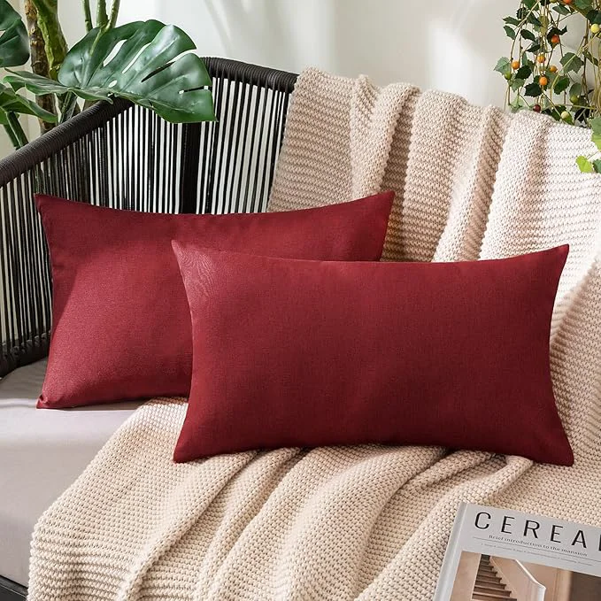 Soft MIULEE Pack of 2 Decorative Outdoor Solid Waterproof Throw Pillow Covers Faux Classic