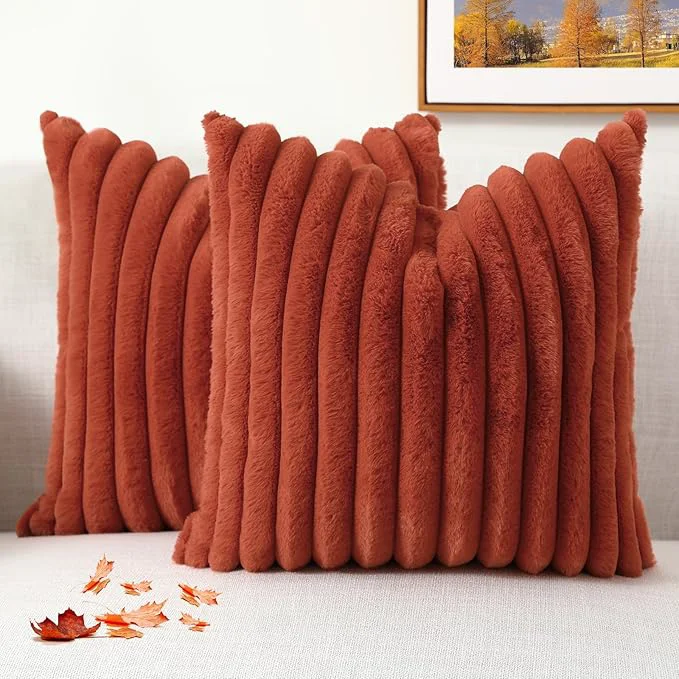 Certified decorUhome Cozy Faux Fur Throw Pillow Covers 24x24 Set of 2 Decorative Soft Outstanding