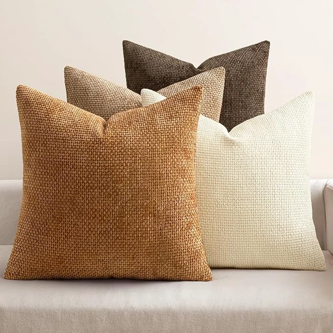 Verified MIULEE Pack of 4 Brown Couch Throw Pillow Covers 18x18 Inch Soft Decorative Clean